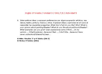 Inglés 1 medio-Unidad 3-OA1;7;8-Actividad 5 Inglés 1 medio-Unidad 3-OA1;7;8-Actividad 5