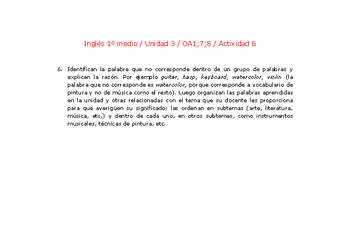 Inglés 1 medio-Unidad 3-OA1;7;8-Actividad 6 Inglés 1 medio-Unidad 3-OA1;7;8-Actividad 6