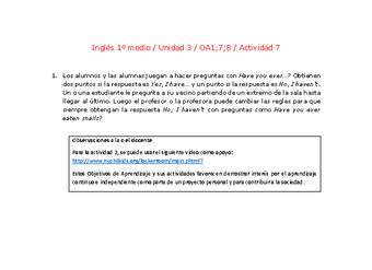 Inglés 1 medio-Unidad 3-OA1;7;8-Actividad 7 Inglés 1 medio-Unidad 3-OA1;7;8-Actividad 7