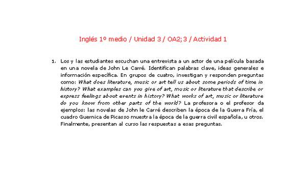 Inglés 1 medio-Unidad 3-OA2;3-Actividad 1 Inglés 1 medio-Unidad 3-OA2;3-Actividad 1