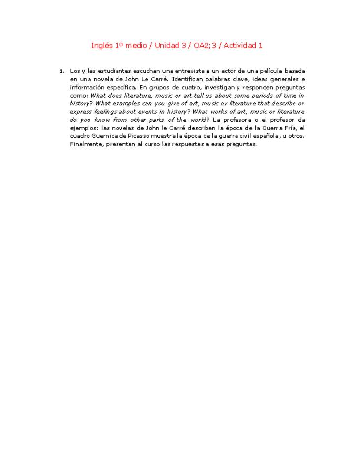 Inglés 1 medio-Unidad 3-OA2;3-Actividad 1 Inglés 1 medio-Unidad 3-OA2;3-Actividad 1