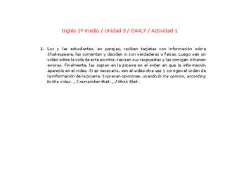 Inglés 1 medio-Unidad 3-OA4;7-Actividad 1 Inglés 1 medio-Unidad 3-OA4;7-Actividad 1
