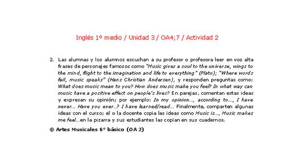 Inglés 1 medio-Unidad 3-OA4;7-Actividad 2 Inglés 1 medio-Unidad 3-OA4;7-Actividad 2