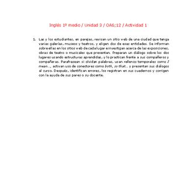 Inglés 1 medio-Unidad 3-OA6;12-Actividad 1 Inglés 1 medio-Unidad 3-OA6;12-Actividad 1
