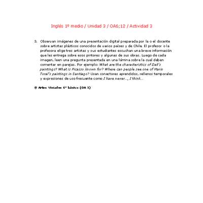 Inglés 1 medio-Unidad 3-OA6;12-Actividad 3 Inglés 1 medio-Unidad 3-OA6;12-Actividad 3