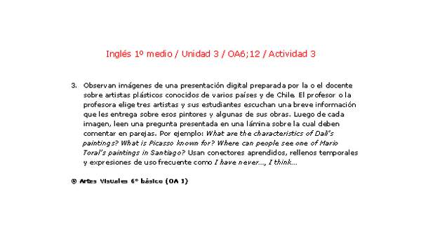 Inglés 1 medio-Unidad 3-OA6;12-Actividad 3 Inglés 1 medio-Unidad 3-OA6;12-Actividad 3