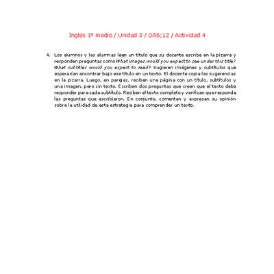 Inglés 1 medio-Unidad 3-OA6;12-Actividad 4 Inglés 1 medio-Unidad 3-OA6;12-Actividad 4