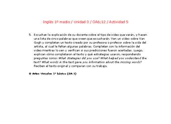 Inglés 1 medio-Unidad 3-OA6;12-Actividad 5 Inglés 1 medio-Unidad 3-OA6;12-Actividad 5