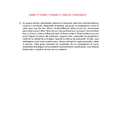 Inglés 1 medio-Unidad 3-OA6;12-Actividad 6 Inglés 1 medio-Unidad 3-OA6;12-Actividad 6