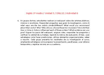 Inglés 1 medio-Unidad 3-OA6;12-Actividad 6 Inglés 1 medio-Unidad 3-OA6;12-Actividad 6