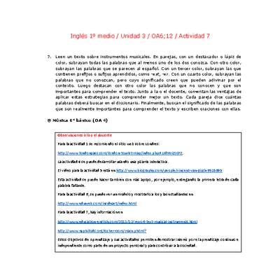 Inglés 1 medio-Unidad 3-OA6;12-Actividad 7 Inglés 1 medio-Unidad 3-OA6;12-Actividad 7