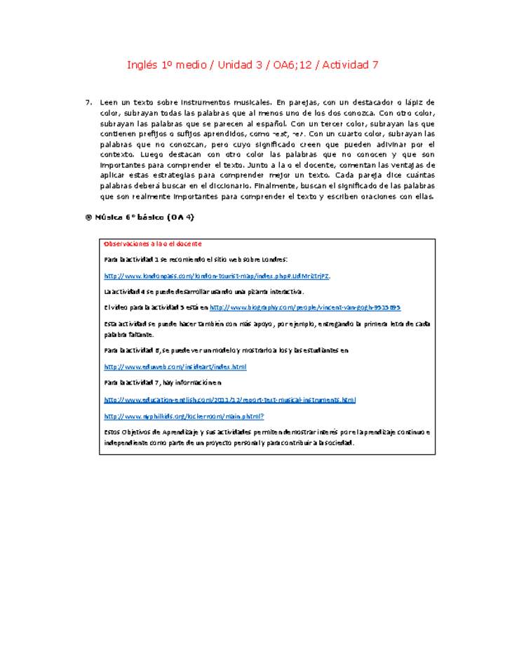 Inglés 1 medio-Unidad 3-OA6;12-Actividad 7 Inglés 1 medio-Unidad 3-OA6;12-Actividad 7