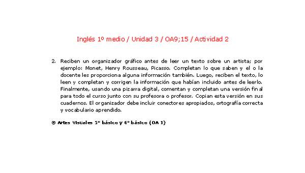 Inglés 1 medio-Unidad 3-OA9;15-Actividad 2 Inglés 1 medio-Unidad 3-OA9;15-Actividad 2