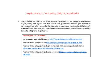 Inglés 1 medio-Unidad 3-OA9;15-Actividad 5 Inglés 1 medio-Unidad 3-OA9;15-Actividad 5