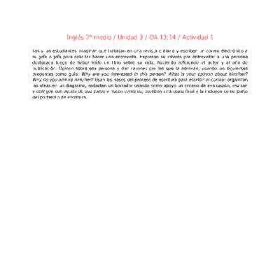 Inglés 2 medio-Unidad 3-OA13;14-Actividad 1 Inglés 2 medio-Unidad 3-OA13;14-Actividad 1