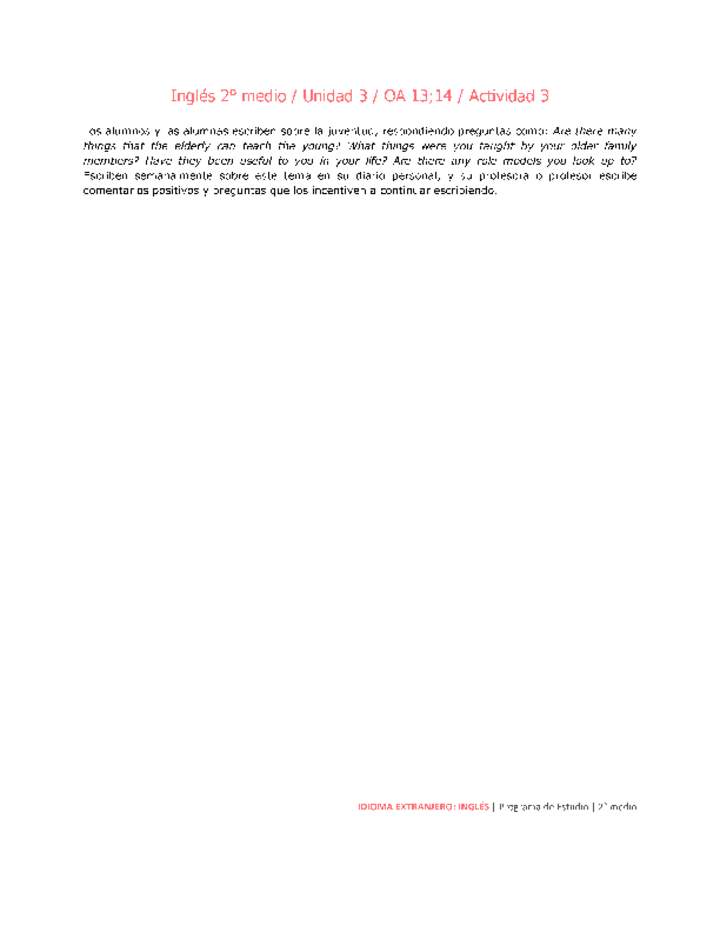 Inglés 2 medio-Unidad 3-OA13;14-Actividad 3 Inglés 2 medio-Unidad 3-OA13;14-Actividad 3