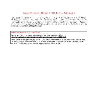 Inglés 2 medio-Unidad 3-OA13;14-Actividad 4 Inglés 2 medio-Unidad 3-OA13;14-Actividad 4