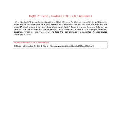 Inglés 2 medio-Unidad 3-OA1;7;8-Actividad 1 Inglés 2 medio-Unidad 3-OA1;7;8-Actividad 1
