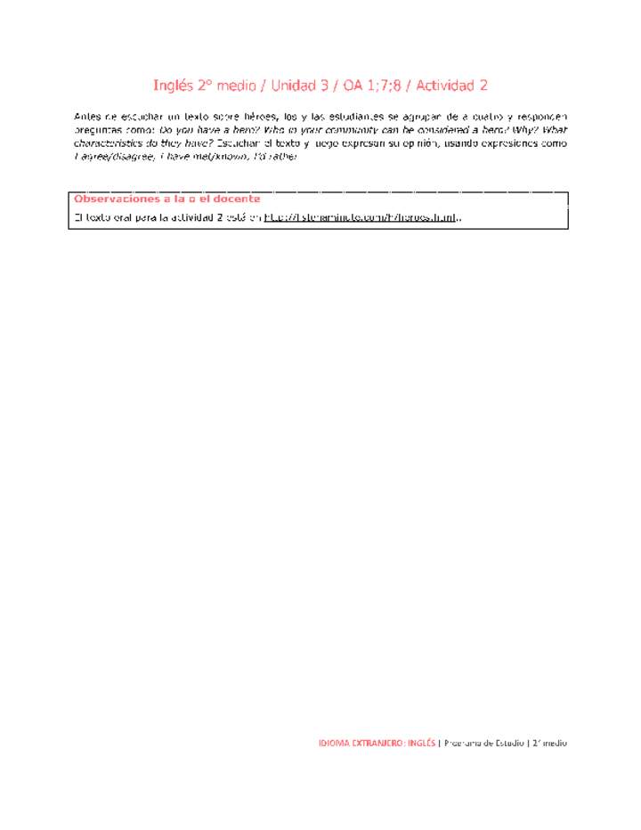 Inglés 2 medio-Unidad 3-OA1;7;8-Actividad 2 Inglés 2 medio-Unidad 3-OA1;7;8-Actividad 2