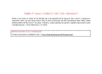 Inglés 2 medio-Unidad 3-OA1;7;8-Actividad 2 Inglés 2 medio-Unidad 3-OA1;7;8-Actividad 2