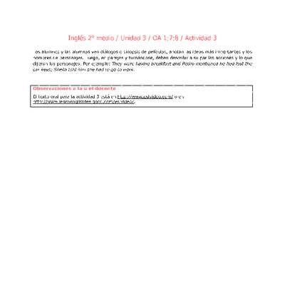 Inglés 2 medio-Unidad 3-OA1;7;8-Actividad 3 Inglés 2 medio-Unidad 3-OA1;7;8-Actividad 3