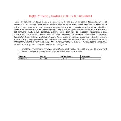 Inglés 2 medio-Unidad 3-OA1;7;8-Actividad 4 Inglés 2 medio-Unidad 3-OA1;7;8-Actividad 4