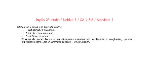 Inglés 2 medio-Unidad 3-OA1;7;8-Actividad 7 Inglés 2 medio-Unidad 3-OA1;7;8-Actividad 7