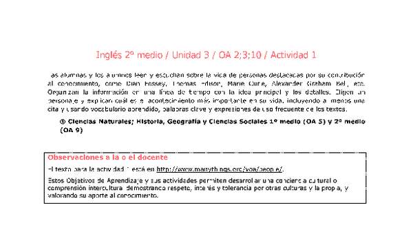Inglés 2 medio-Unidad 3-OA2;3;10-Actividad 1 Inglés 2 medio-Unidad 3-OA2;3;10-Actividad 1