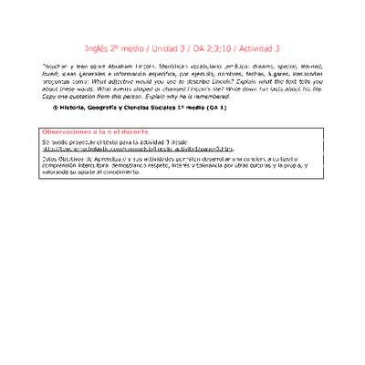 Inglés 2 medio-Unidad 3-OA2;3;10-Actividad 3 Inglés 2 medio-Unidad 3-OA2;3;10-Actividad 3