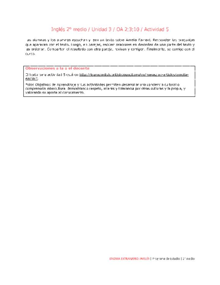 Inglés 2 medio-Unidad 3-OA2;3;10-Actividad 5 Inglés 2 medio-Unidad 3-OA2;3;10-Actividad 5