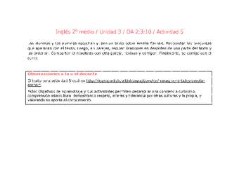 Inglés 2 medio-Unidad 3-OA2;3;10-Actividad 5 Inglés 2 medio-Unidad 3-OA2;3;10-Actividad 5