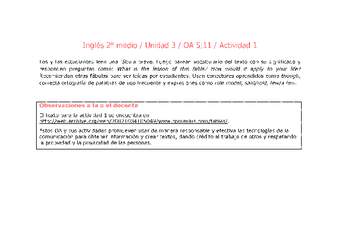 Inglés 2 medio-Unidad 3-OA5;11-Actividad 1 Inglés 2 medio-Unidad 3-OA5;11-Actividad 1