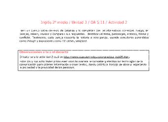 Inglés 2 medio-Unidad 3-OA5;11-Actividad 2 Inglés 2 medio-Unidad 3-OA5;11-Actividad 2