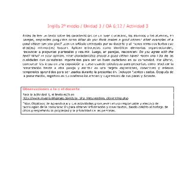 Inglés 2 medio-Unidad 3-OA6;12-Actividad 3 Inglés 2 medio-Unidad 3-OA6;12-Actividad 3