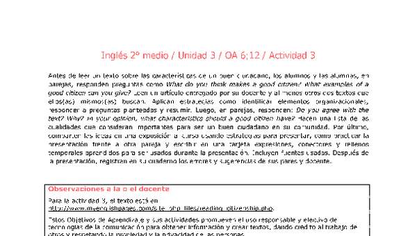 Inglés 2 medio-Unidad 3-OA6;12-Actividad 3 Inglés 2 medio-Unidad 3-OA6;12-Actividad 3