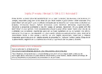 Inglés 2 medio-Unidad 3-OA6;12-Actividad 3 Inglés 2 medio-Unidad 3-OA6;12-Actividad 3
