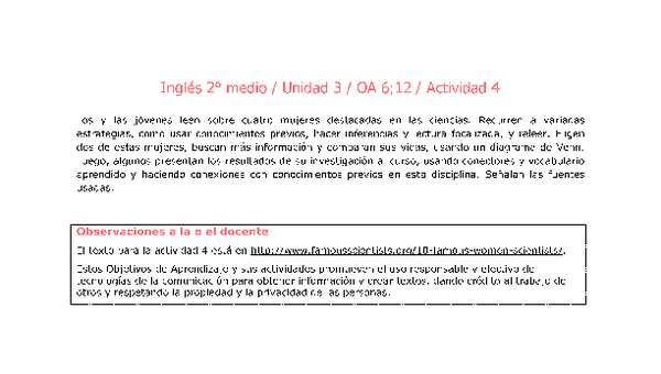 Inglés 2 medio-Unidad 3-OA6;12-Actividad 4 Inglés 2 medio-Unidad 3-OA6;12-Actividad 4