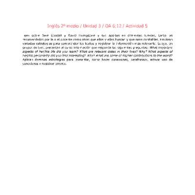 Inglés 2 medio-Unidad 3-OA6;12-Actividad 5 Inglés 2 medio-Unidad 3-OA6;12-Actividad 5