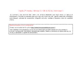 Inglés 2 medio-Unidad 3-OA9;15;16-Actividad 1 Inglés 2 medio-Unidad 3-OA9;15;16-Actividad 1