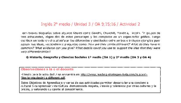 Inglés 2 medio-Unidad 3-OA9;15;16-Actividad 2 Inglés 2 medio-Unidad 3-OA9;15;16-Actividad 2