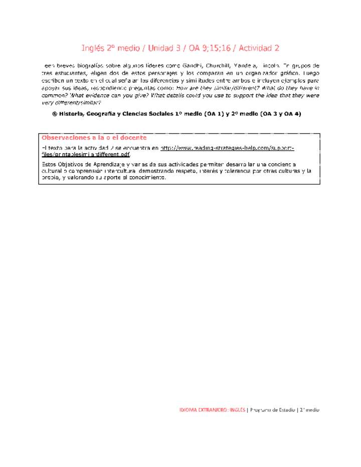 Inglés 2 medio-Unidad 3-OA9;15;16-Actividad 2 Inglés 2 medio-Unidad 3-OA9;15;16-Actividad 2