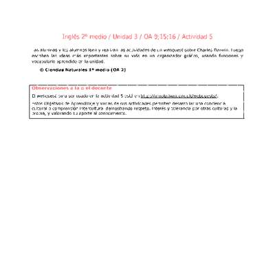 Inglés 2 medio-Unidad 3-OA9;15;16-Actividad 5 Inglés 2 medio-Unidad 3-OA9;15;16-Actividad 5