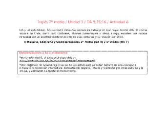 Inglés 2 medio-Unidad 3-OA9;15;16-Actividad 6 Inglés 2 medio-Unidad 3-OA9;15;16-Actividad 6
