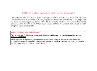 Inglés 2 medio-Unidad 3-OA9;15;16-Actividad 7 Inglés 2 medio-Unidad 3-OA9;15;16-Actividad 7