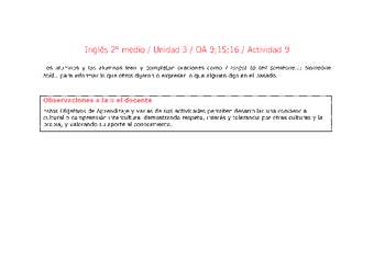 Inglés 2 medio-Unidad 3-OA9;15;16-Actividad 9 Inglés 2 medio-Unidad 3-OA9;15;16-Actividad 9