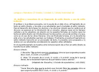 Lengua y Literatura 1 medio-Unidad 3-OA16-Actividad 18 Lengua y Literatura 1 medio-Unidad 3-OA16-Actividad 18