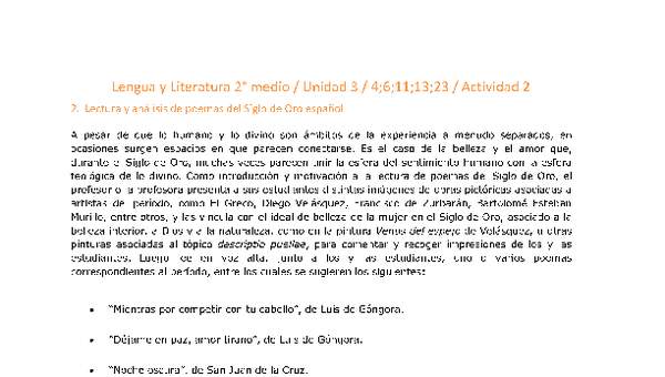 Lengua y Literatura 2 medio-Unidad 3-OA4;6;11;13;23-Actividad 2 Lengua y Literatura 2 medio-Unidad 3-OA4;6;11;13;23-Actividad 2
