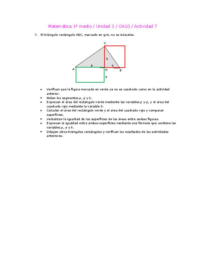 Matemática 1 medio-Unidad 3-OA10-Actividad 7 Matemática 1 medio-Unidad 3-OA10-Actividad 7