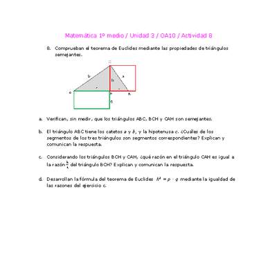 Matemática 1 medio-Unidad 3-OA10-Actividad 8 Matemática 1 medio-Unidad 3-OA10-Actividad 8