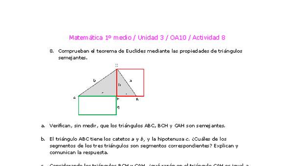 Matemática 1 medio-Unidad 3-OA10-Actividad 8 Matemática 1 medio-Unidad 3-OA10-Actividad 8